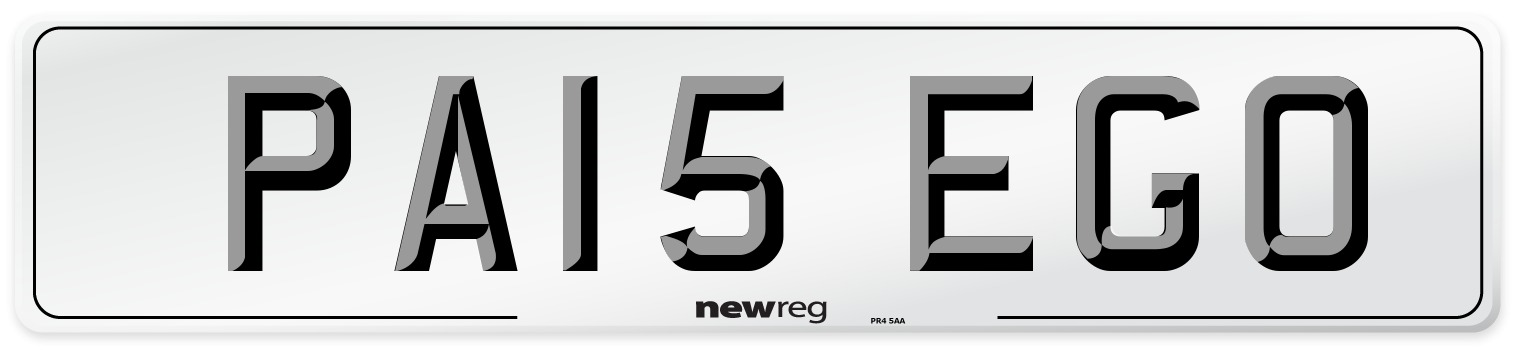 PA15 EGO Number Plate from New Reg